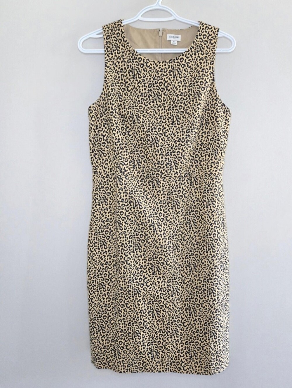 J. Crew Leopard Print Midi Sheath Dress in Beige & Black - New